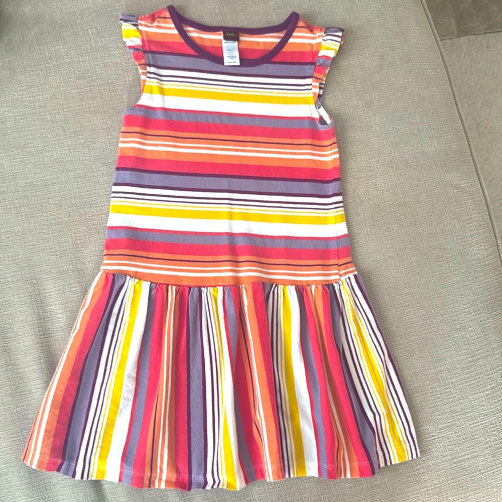 Tea Collection Striped Flutter Dress - Sz: 5